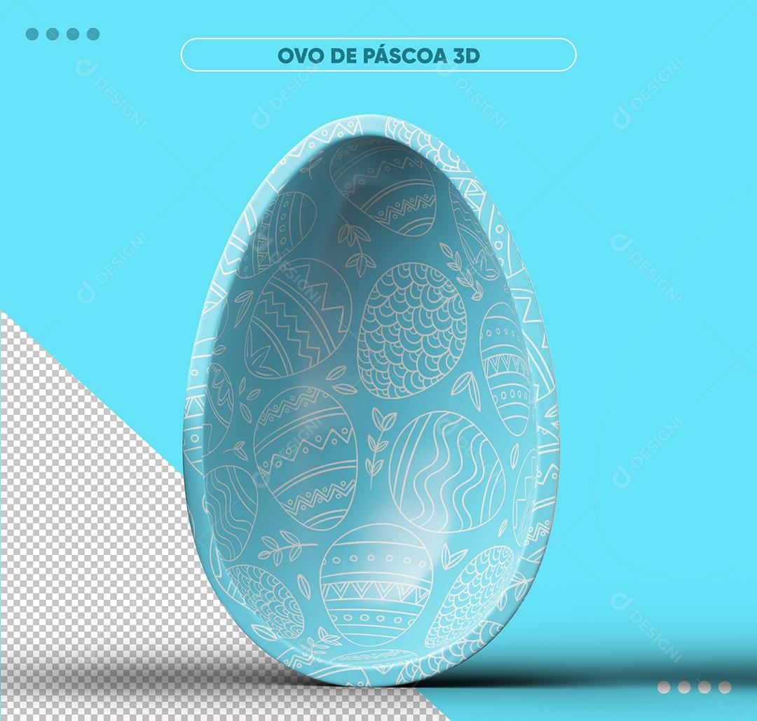 Ovo De Páscoa Decorado Azul Uma Parte 3D Elemento Para Composição PSD