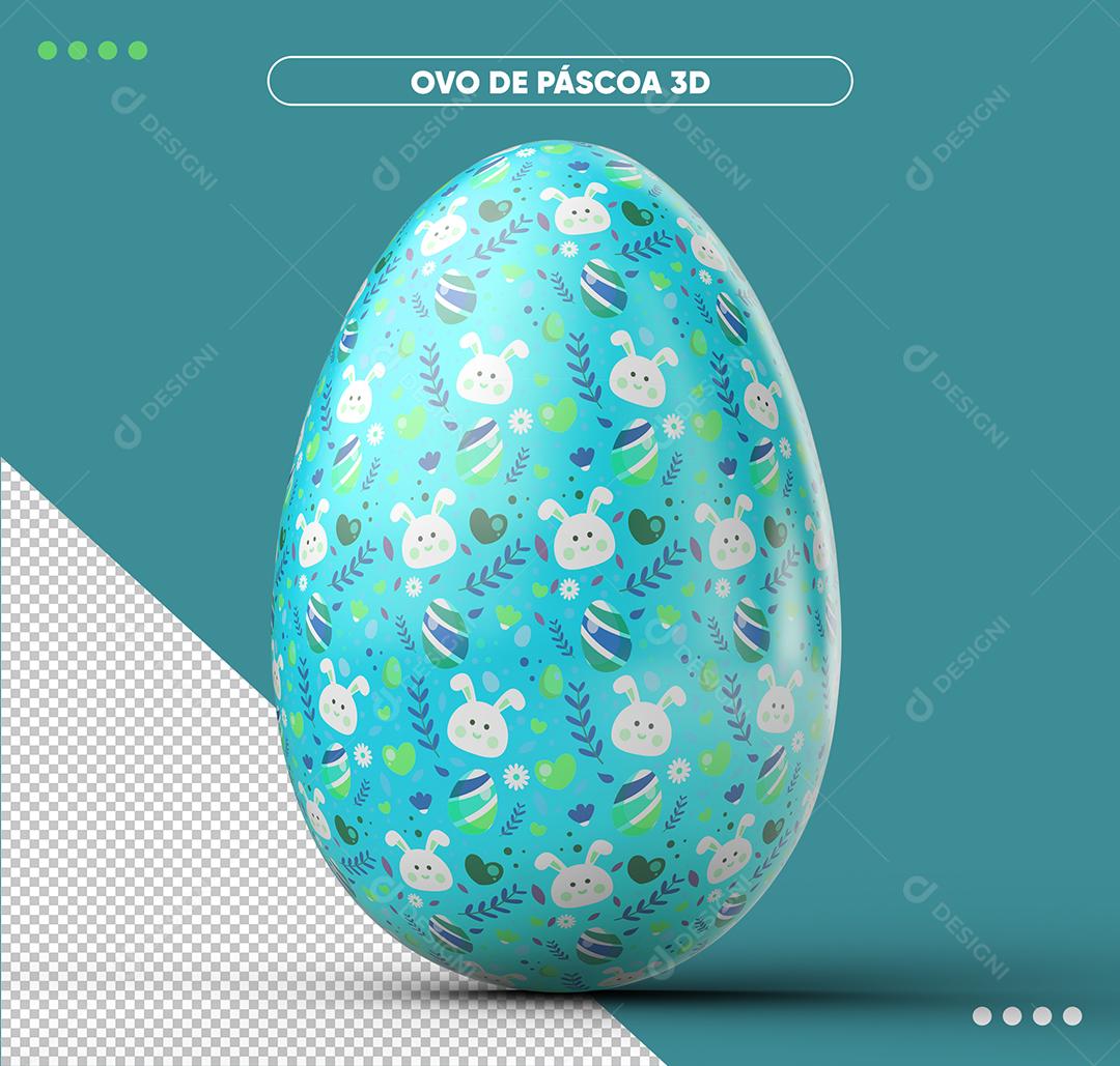Ovo De Páscoa Decorado Azul 3D Elemento Para Composição PSD