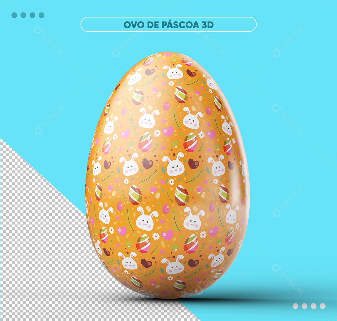 Ovo De Páscoa Decorado 3D Elemento Para Composição PSD
