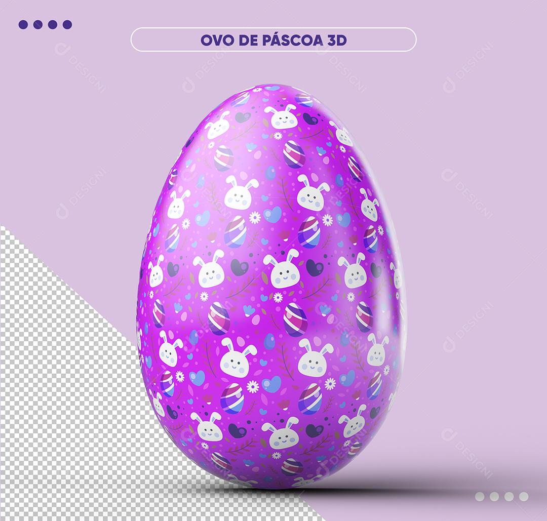 Ovo De Páscoa Decorado Violeta 3D Elemento Para Composição PSD