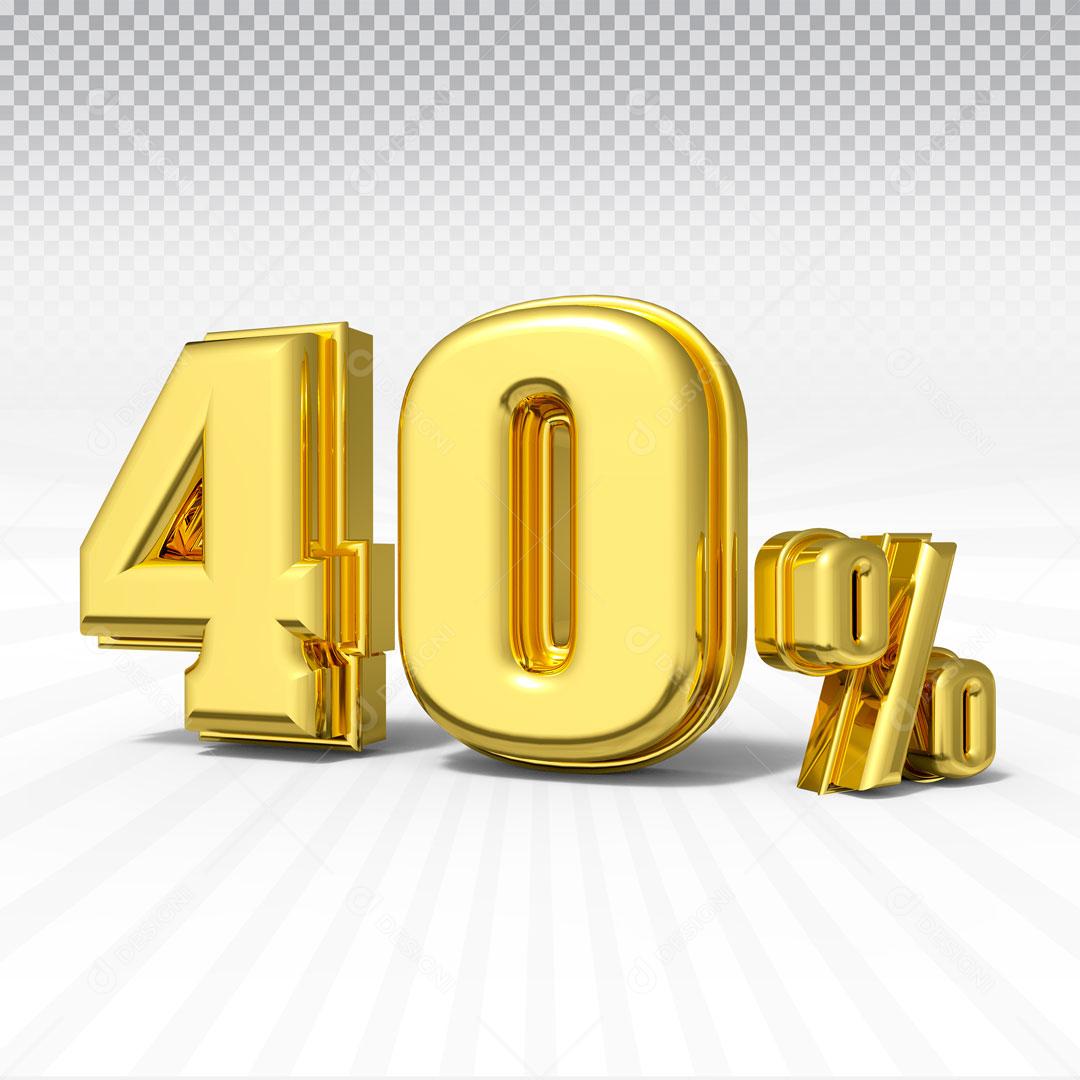 Texto 3D Para Composição 40% De Desconto PSD Editável