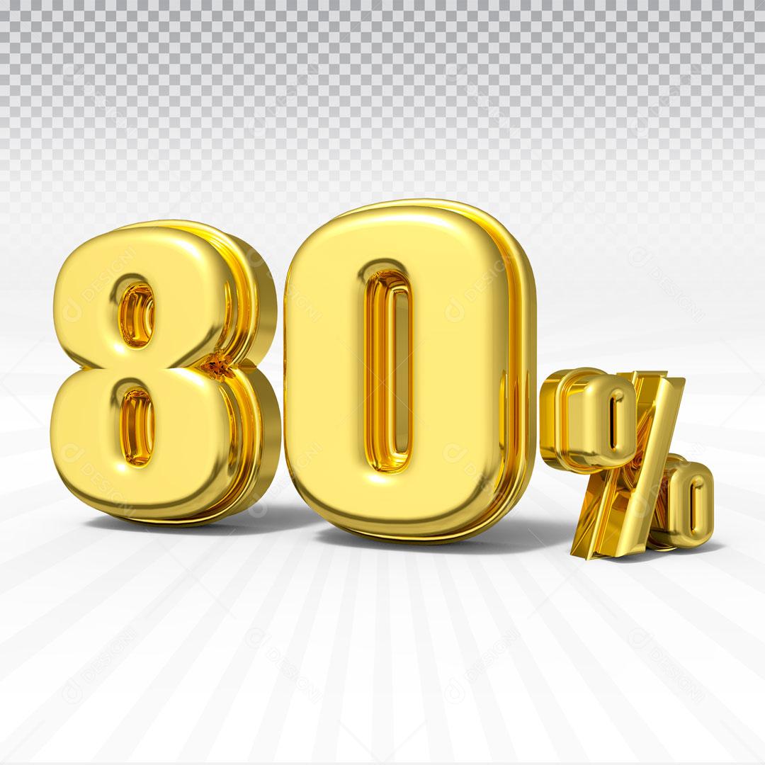 Texto 3D Para Composição 80% De Desconto PSD Editável