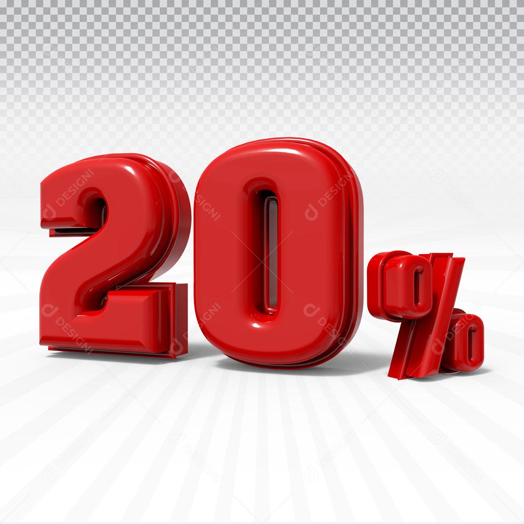 Texto 3D Para Composição 20% De Desconto PSD Editável