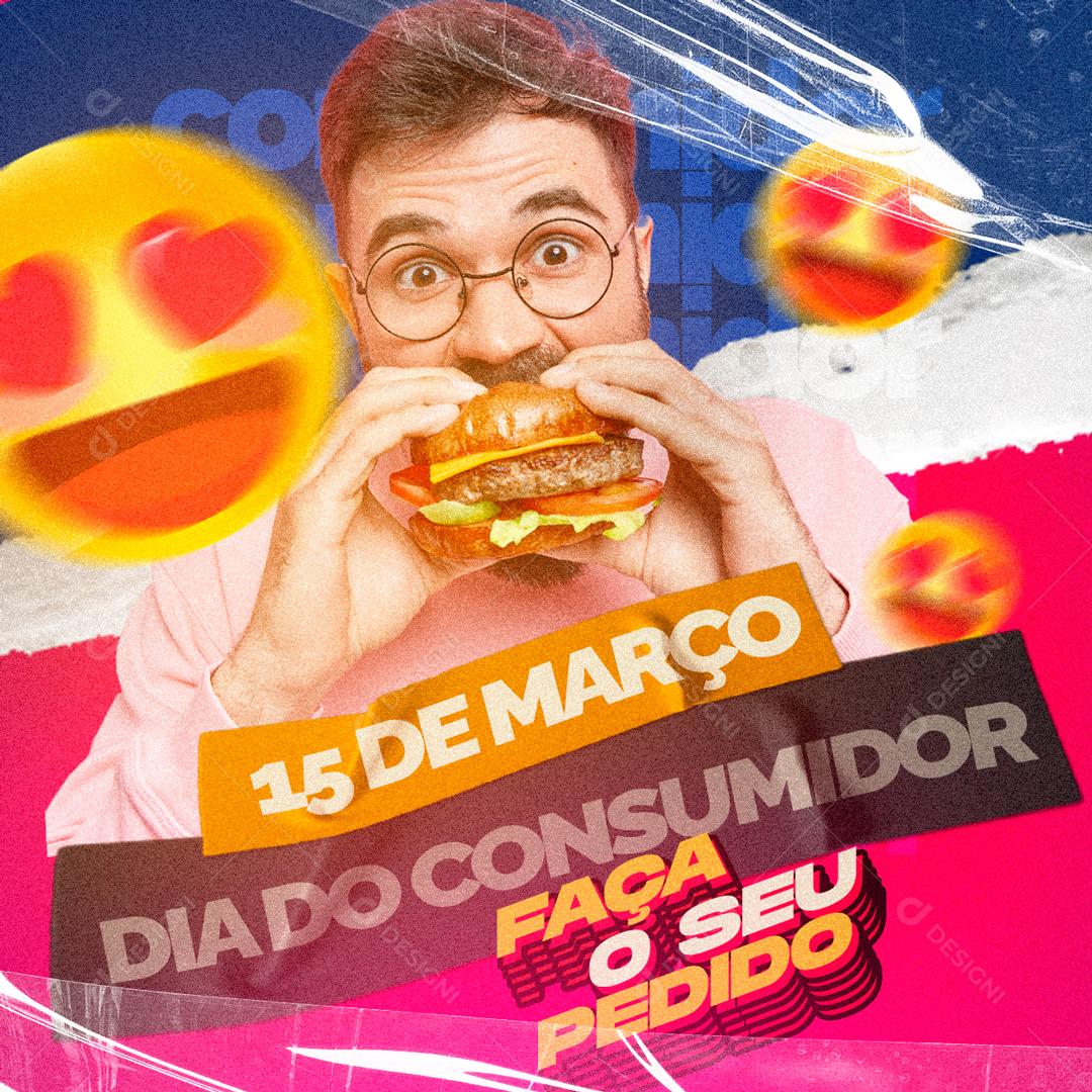 Social Media Faça O Seu Pedido Hamburgueria Dia Do Consumidor PSD Editável