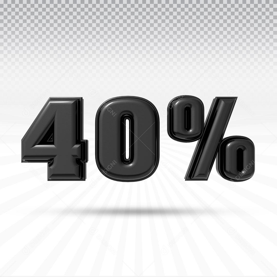 Texto 3D Para Composição 40% De Desconto PSD Editável