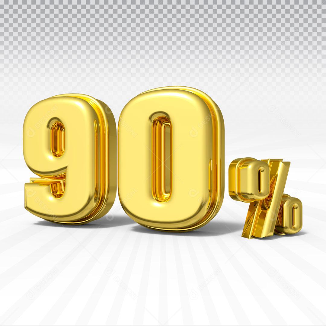 Texto 3D Para Composição 90% De Desconto Dourado PSD Editável