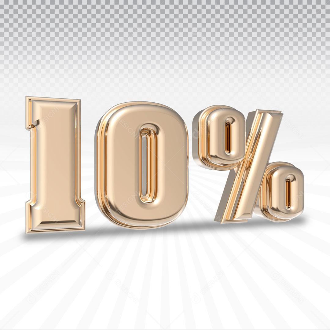 Texto 3D Para Composição 10% De Desconto Dourado PSD Editável