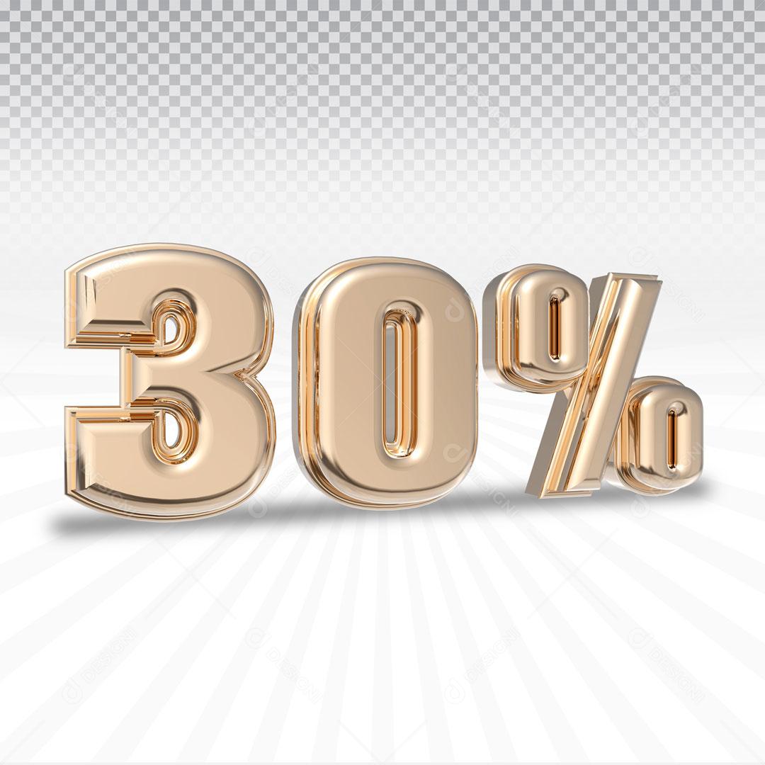 Texto 3D Para Composição 30% De Desconto Dourado PSD Editável