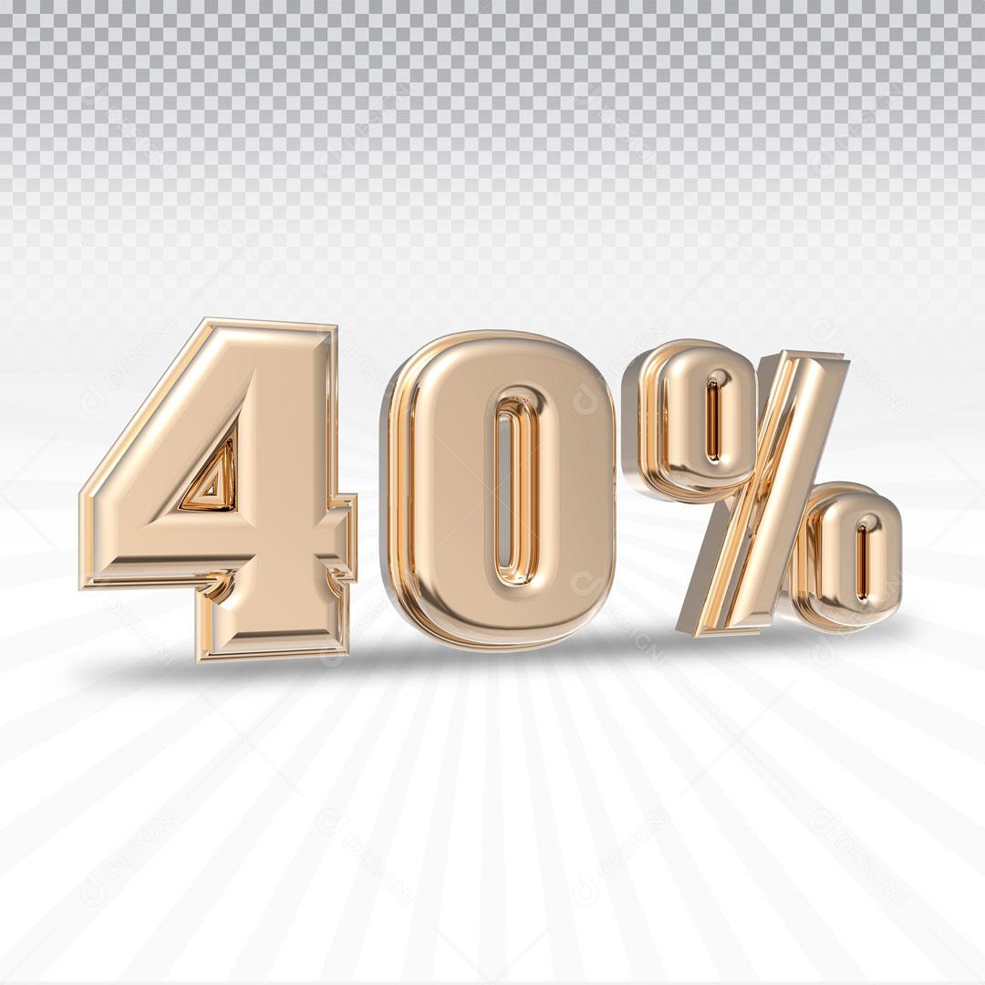 Texto 3D Para Composição 40% De Desconto Dourado PSD Editável
