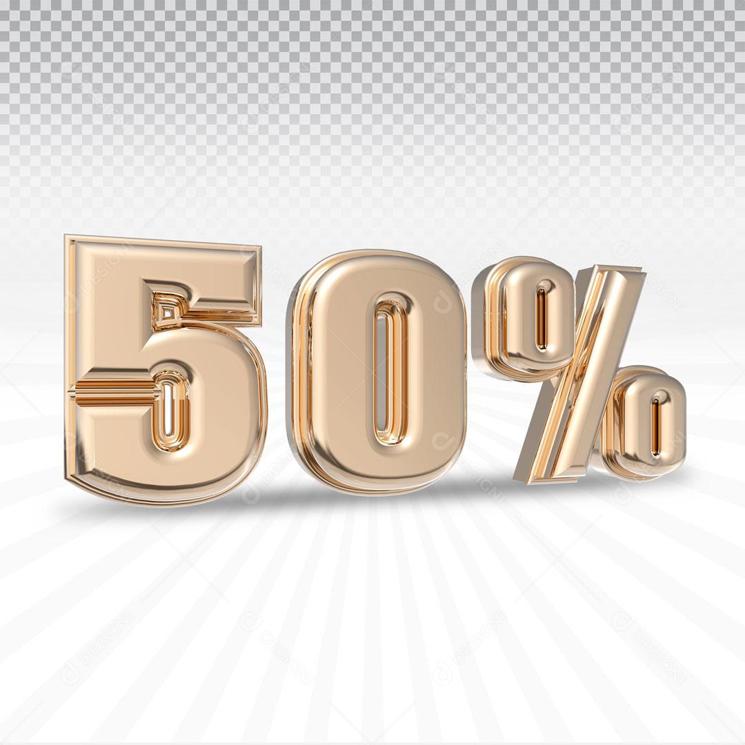 Texto 3D Para Composição 50% De Desconto Dourado PSD Editável