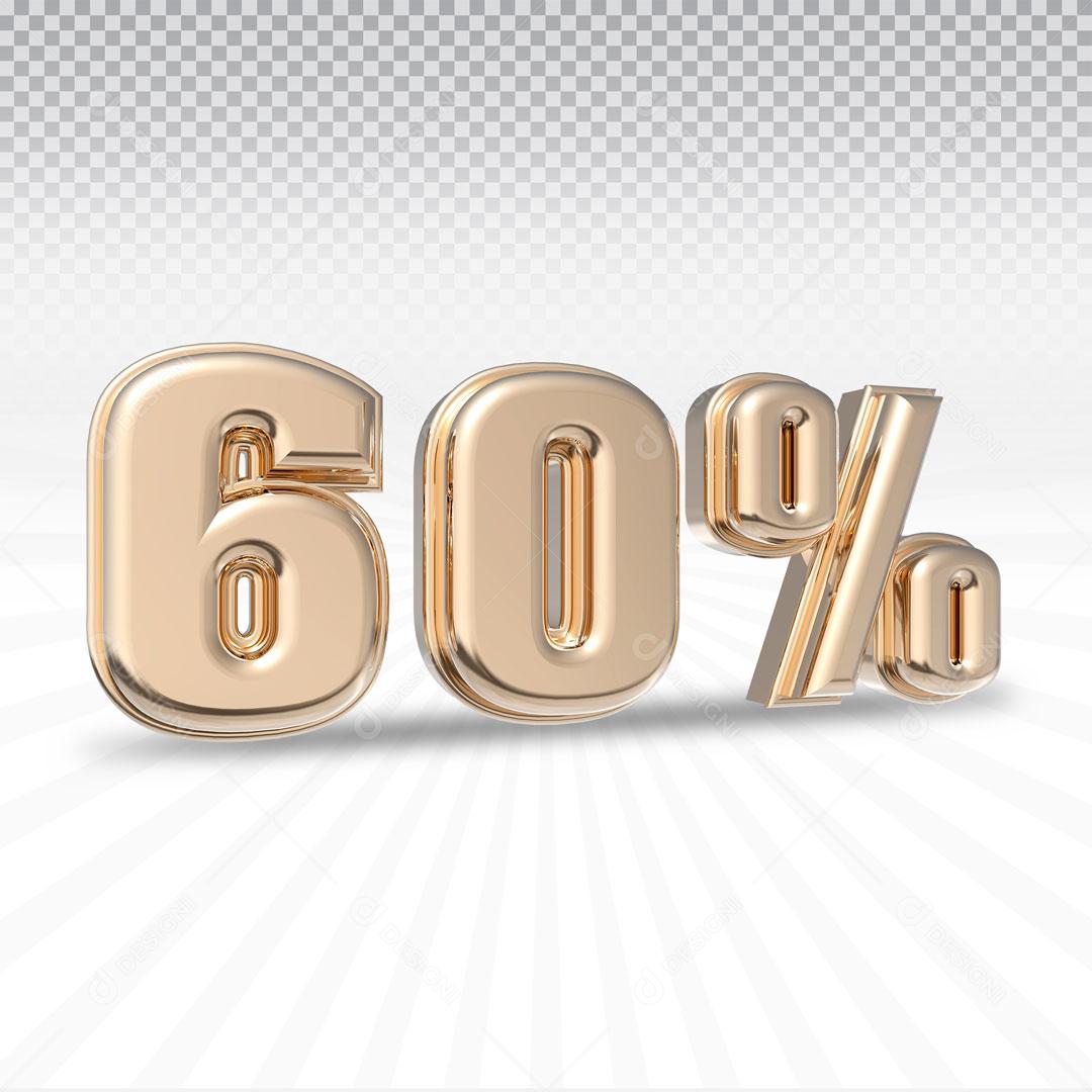 Texto 3D Para Composição 60% De Desconto Dourado PSD Editável