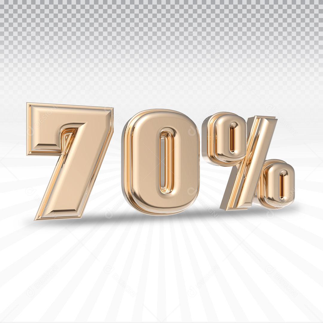 Texto 3D Para Composição 70% De Desconto Dourado PSD Editável