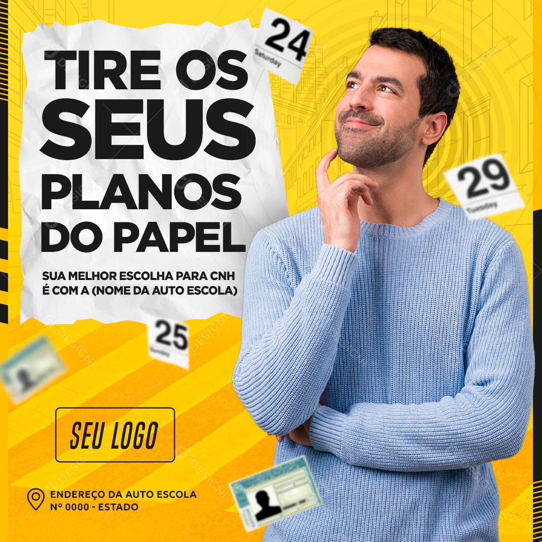 Tire seus planos do papel Auto Escola Social Media PSD Editável