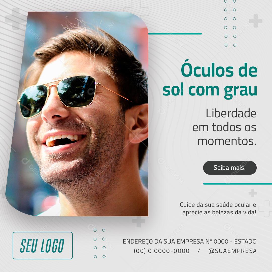 Óculos de sol com grau Liberdade Em Todos Os Momentos Ótica Social Media PSD Editável