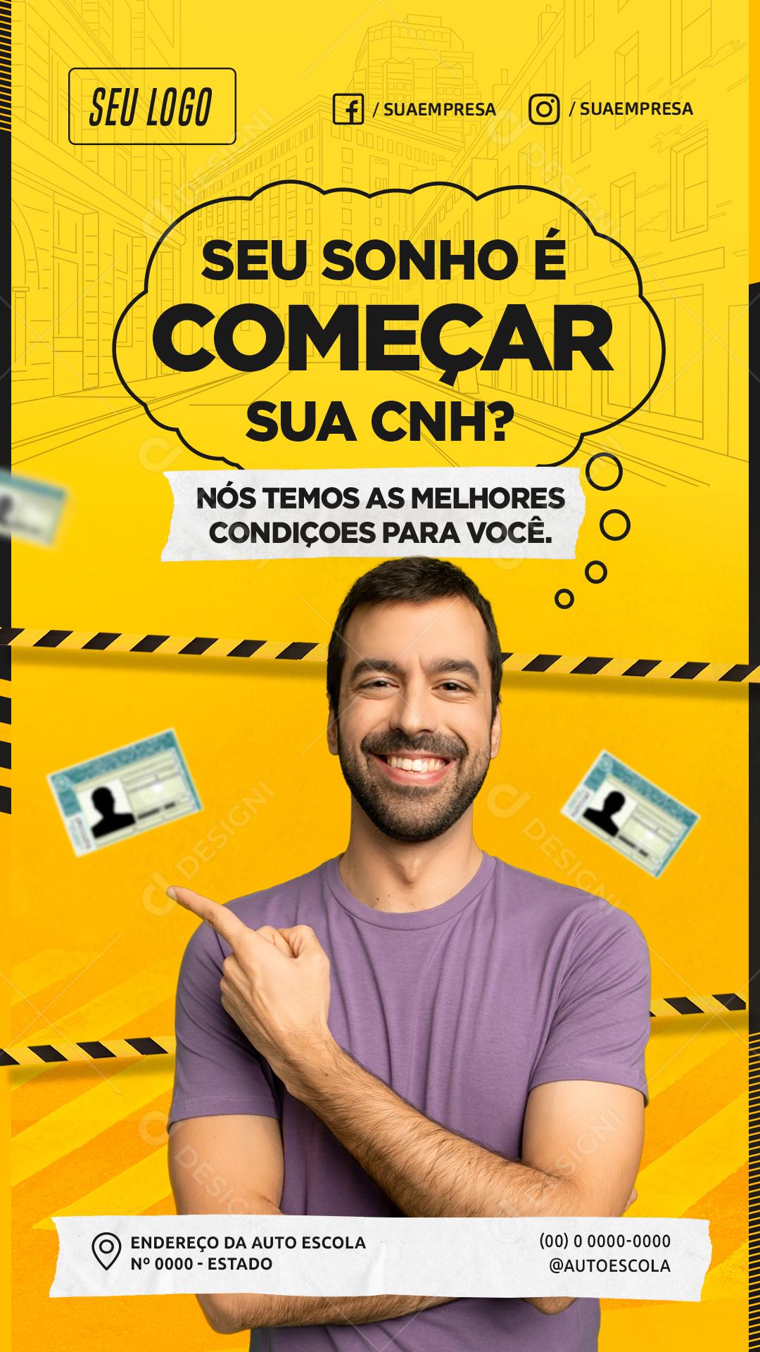 Social Media Seu sonho é começar sua CNH Auto Escola PSD Editável