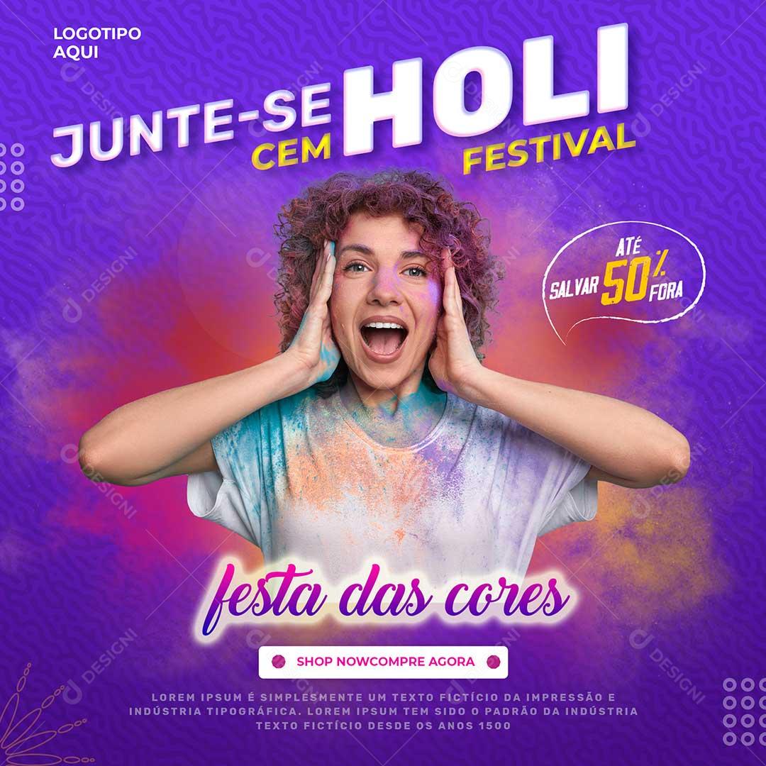 Social Media Junte-se Até 50% Festival Holi Festa Das Cores Lojas PSD Editável