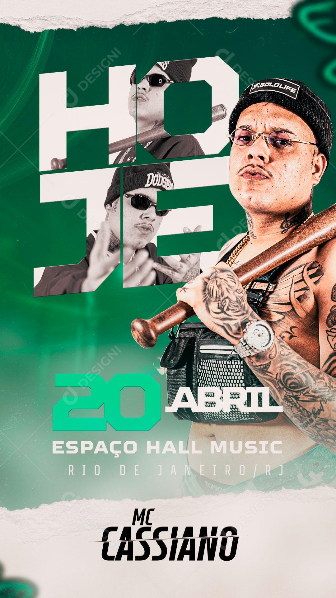 Flyer Hoje 20 De Abril Espaço hall Music Mc Cassiano Social Media PSD Editável