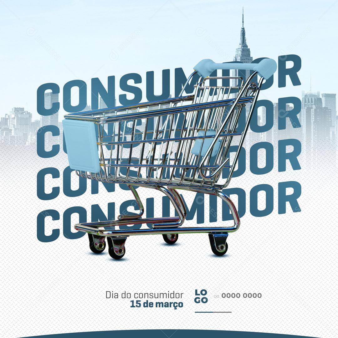 Post Dia Do Consumidor 15 De Março Carrinho Supermercado Social Media PSD Editável