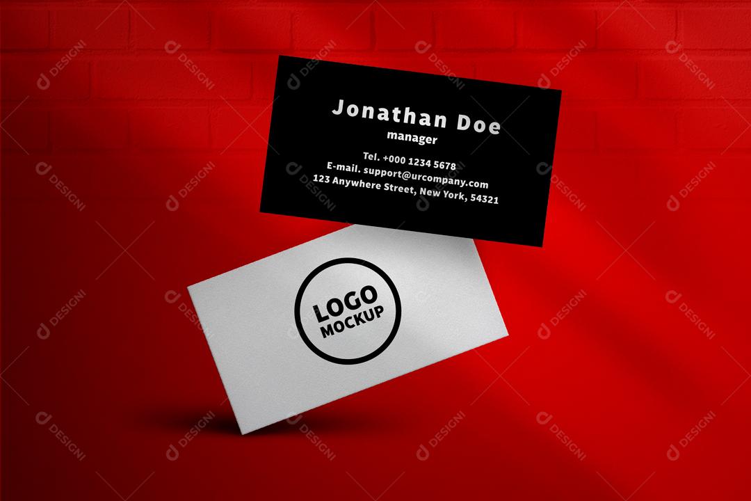 Mockup Logo Gravado Em Cartões Branco e Preto Para Composição PSD