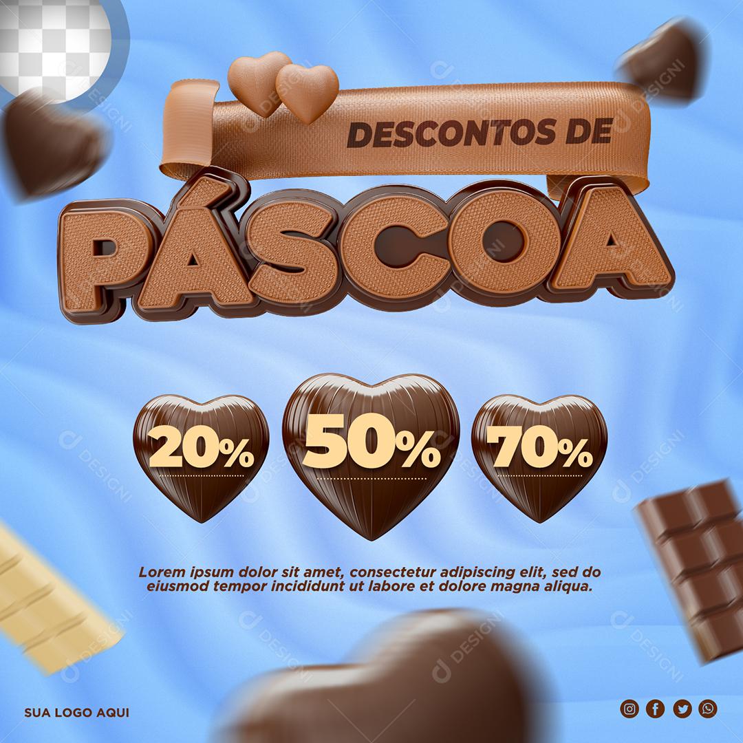 Social Media Páscoa Descontos 20% 50% 70% Lojas PSD Editável