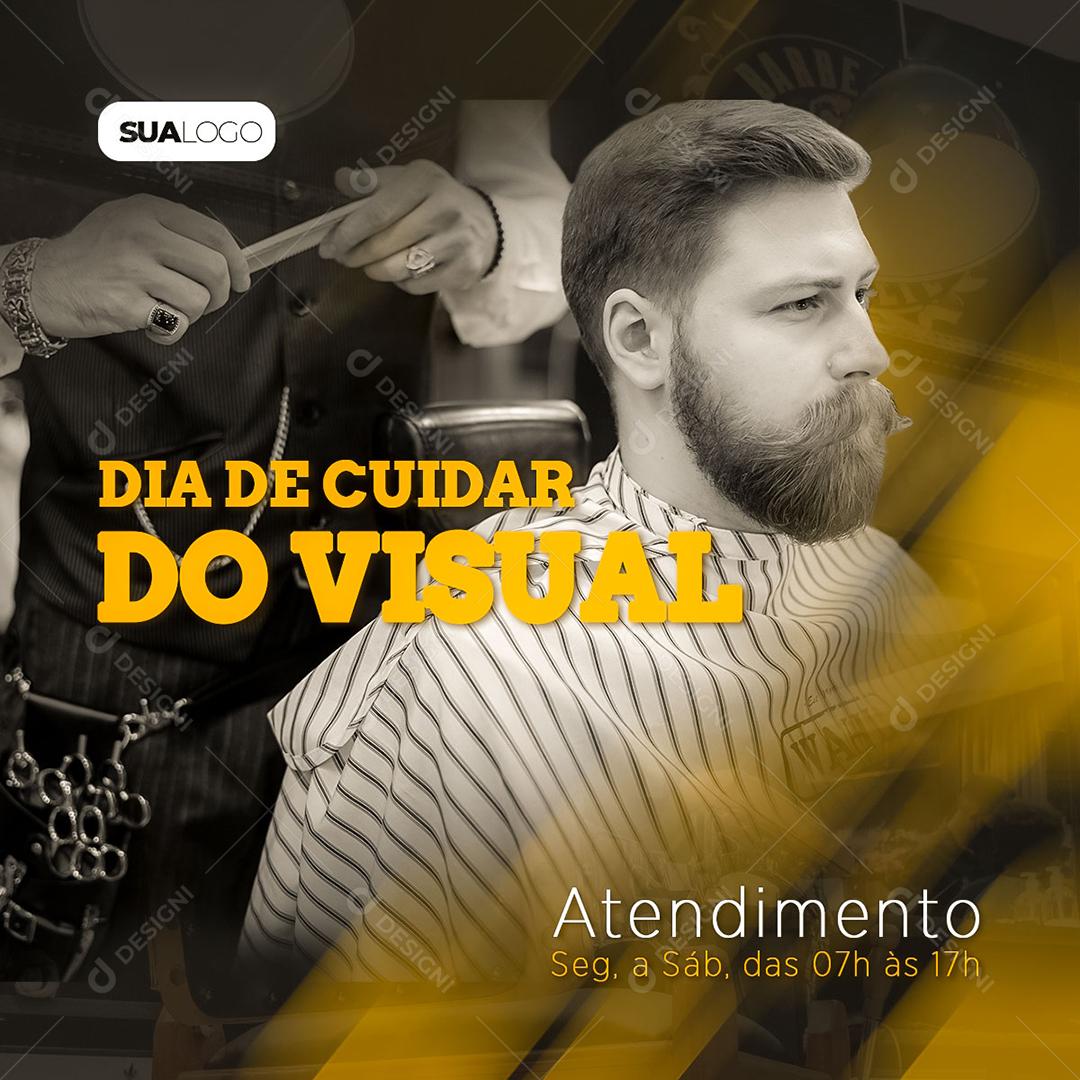 Social Media Dia De Cuidar Do Visual  Barbearia PSD Editável