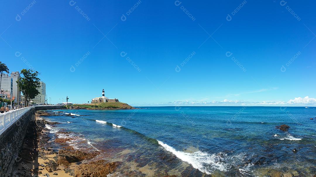 Paisagem panorâmica da praia da Barra em Salvador Bahia Brasil
