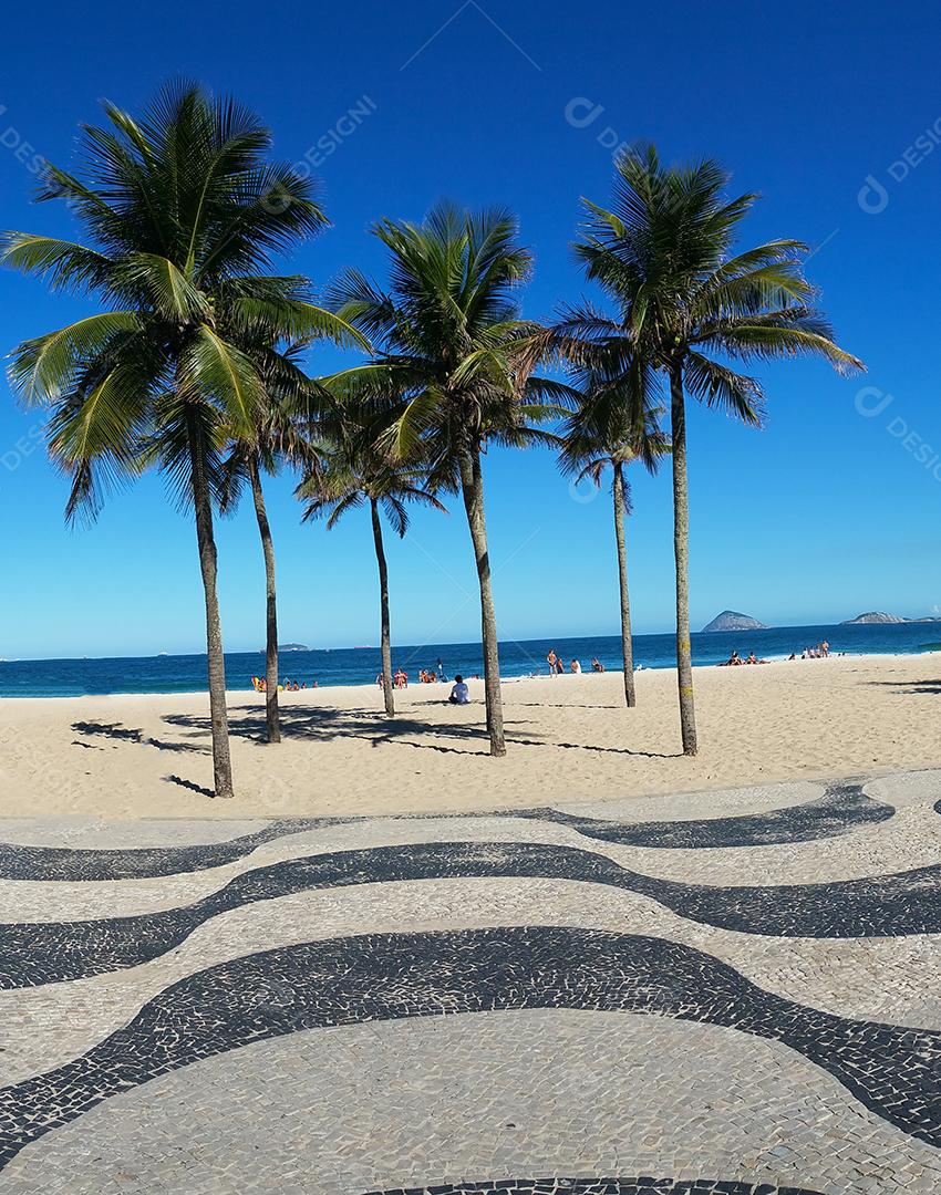 Coqueiros na praia de Copacabana Rio de Janeiro Brasil
