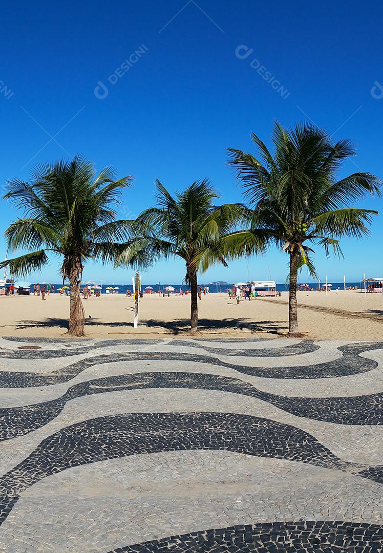 Coqueiros na praia de Copacabana Rio de Janeiro Brasil