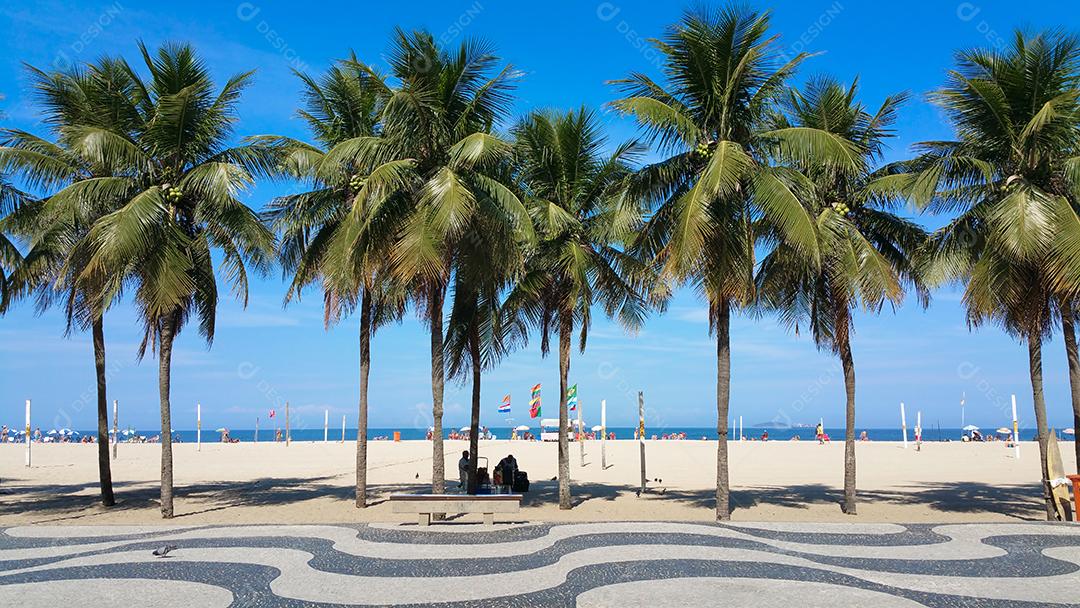 Coqueiros na praia de Copacabana Rio de Janeiro Brasil