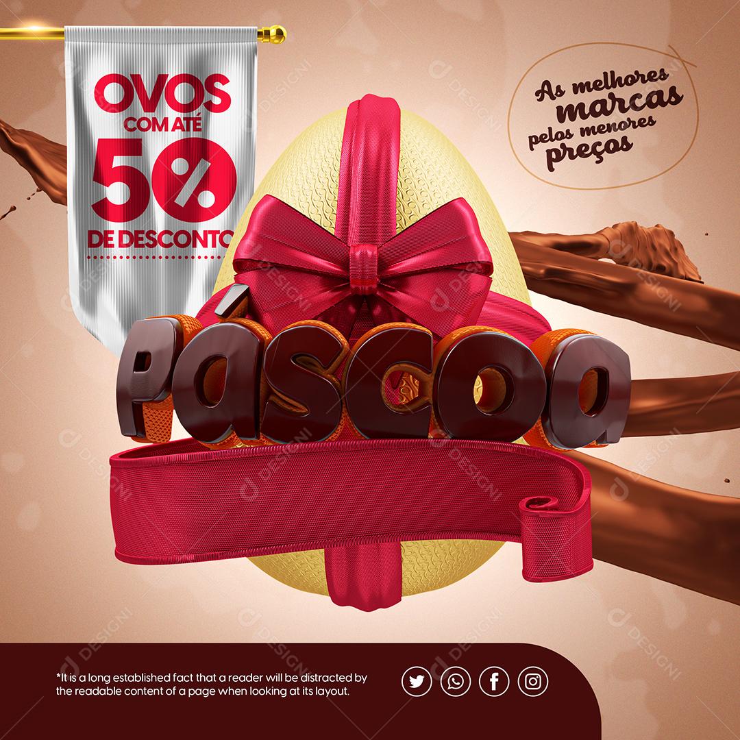 Social Media Páscoa Ovos Com Até 50% De Desconto PSD Editável