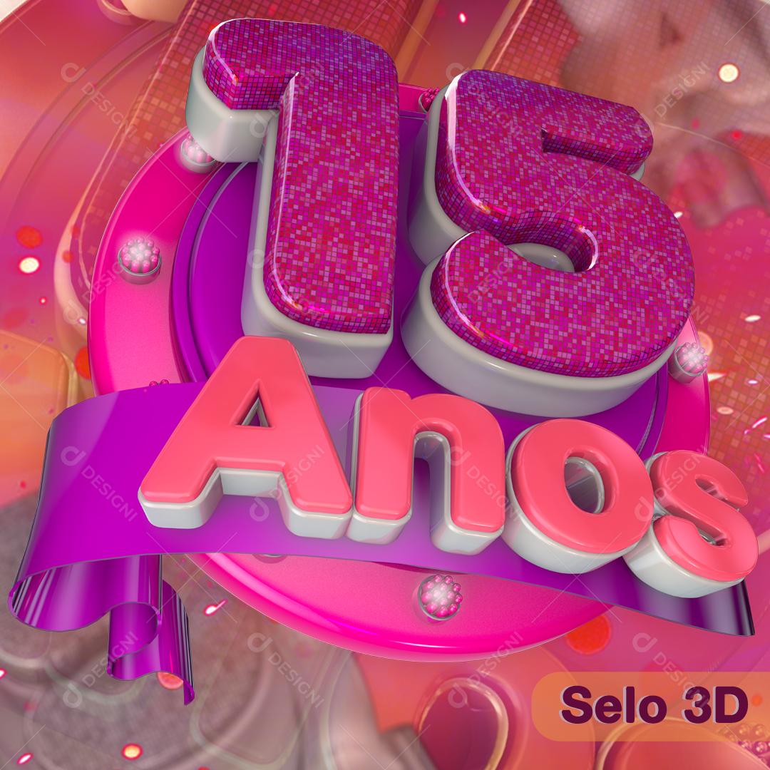 15 Anos De Aniversário Selo 3D Para Composição PNG Transparente Sem Fundo