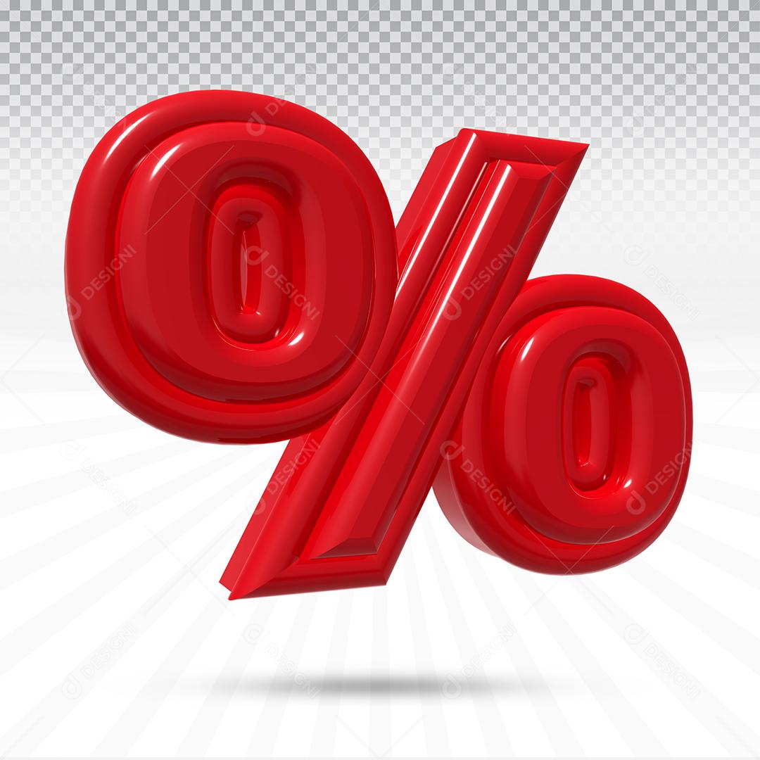 Elemento 3D Porcentagem % Vermelho Para Composição PSD