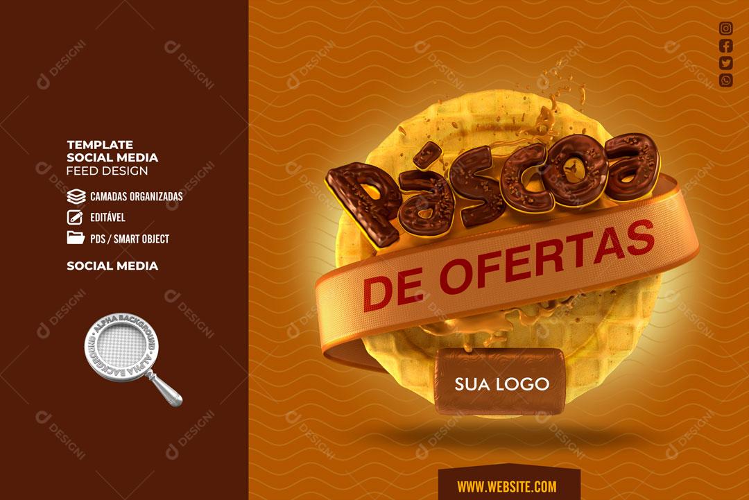 Selo 3D Para Composição Páscoa De Ofertas PSD Editável