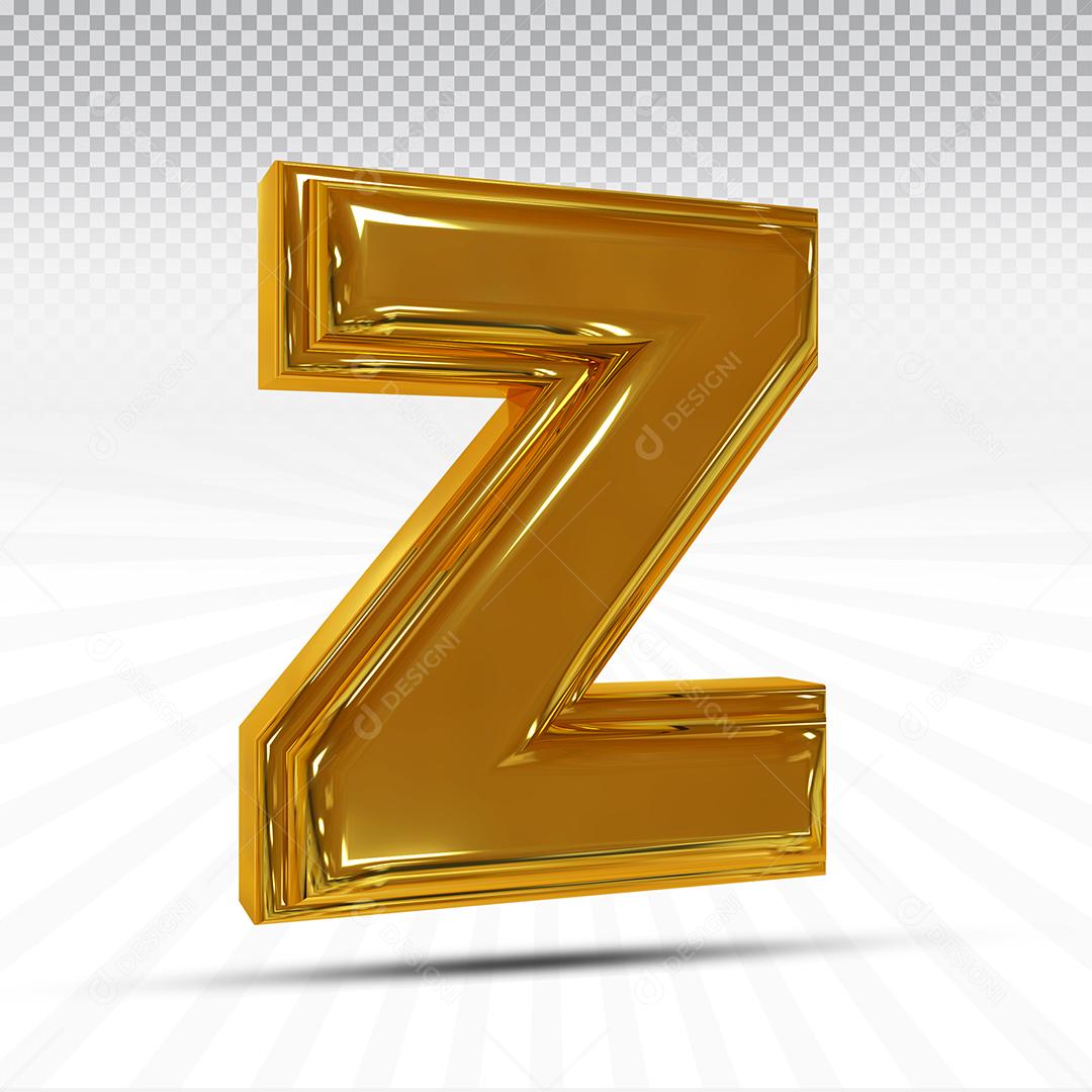 Letra Z 3D Dourada Elemento Para Composição