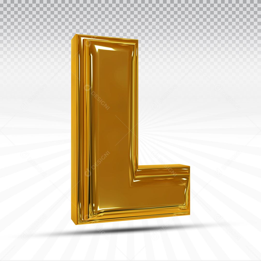 Letra L 3D Dourada Elemento Para Composição