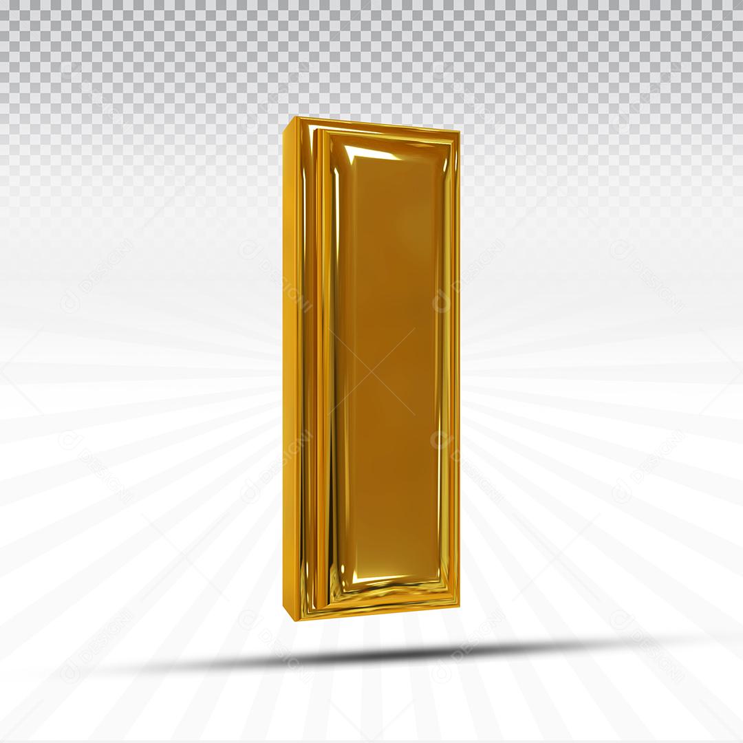 Letra I 3D Dourada Elemento Para Composição