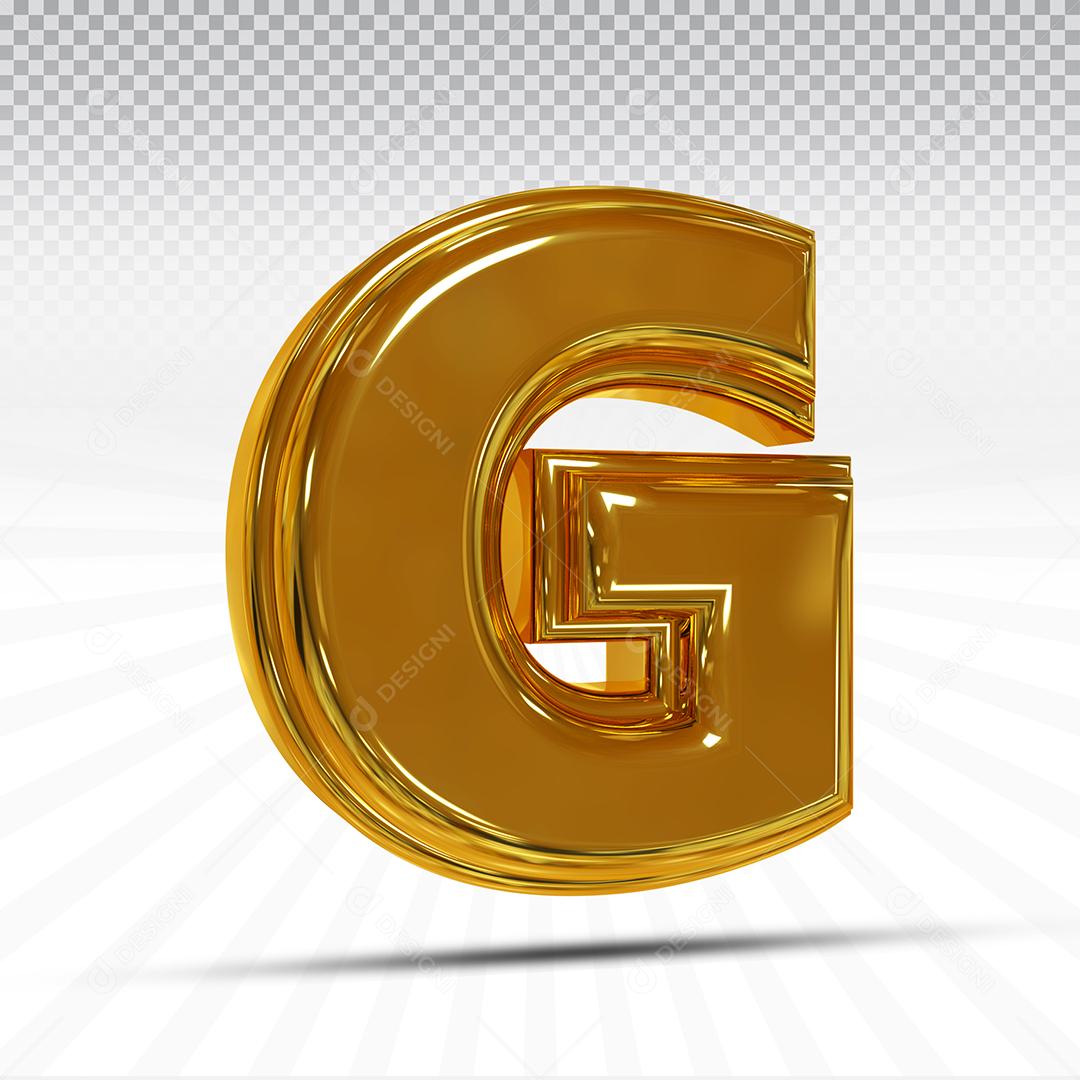 Letra G 3D Dourada Elemento Para Composição