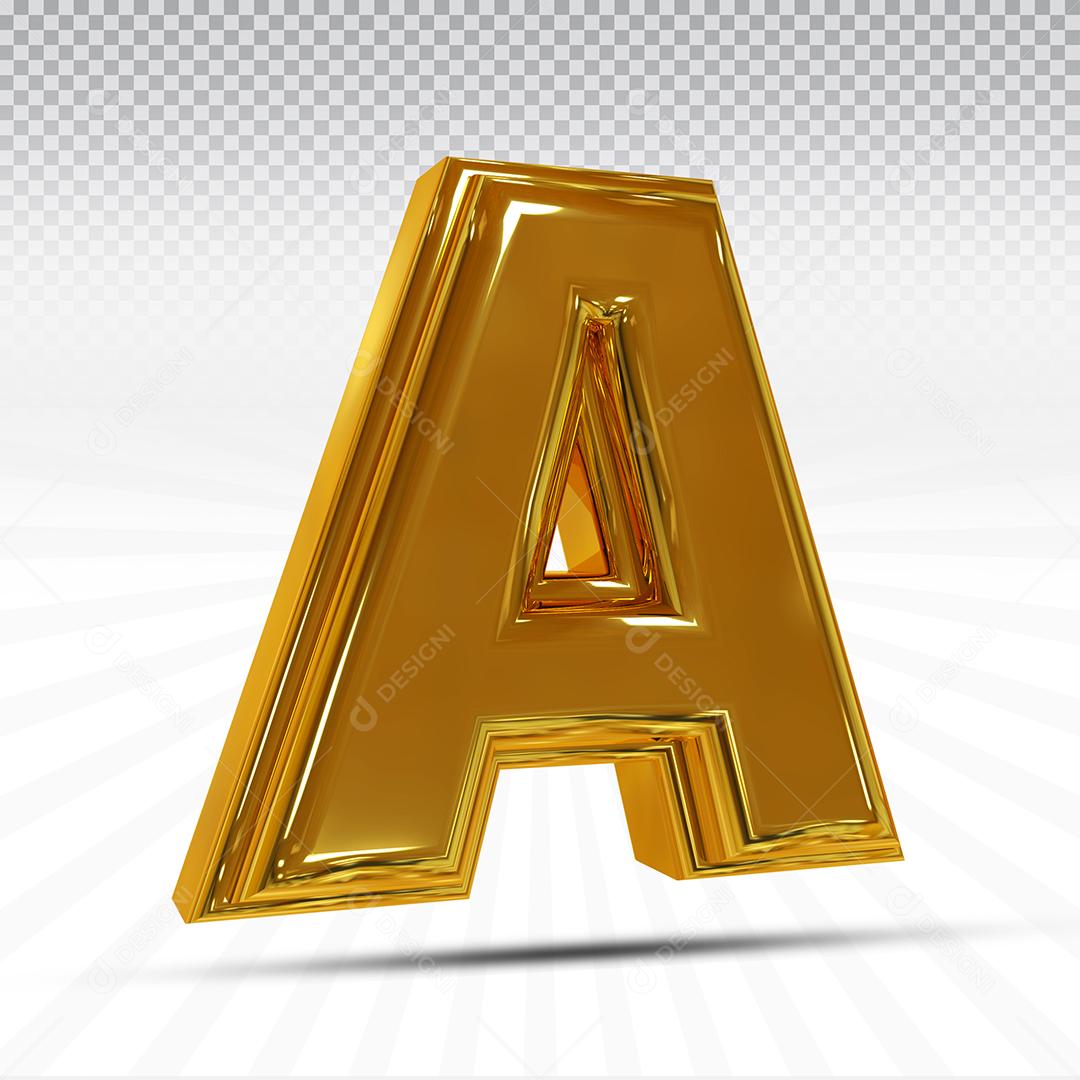 Letra A 3D Dourada Elemento Para Composição