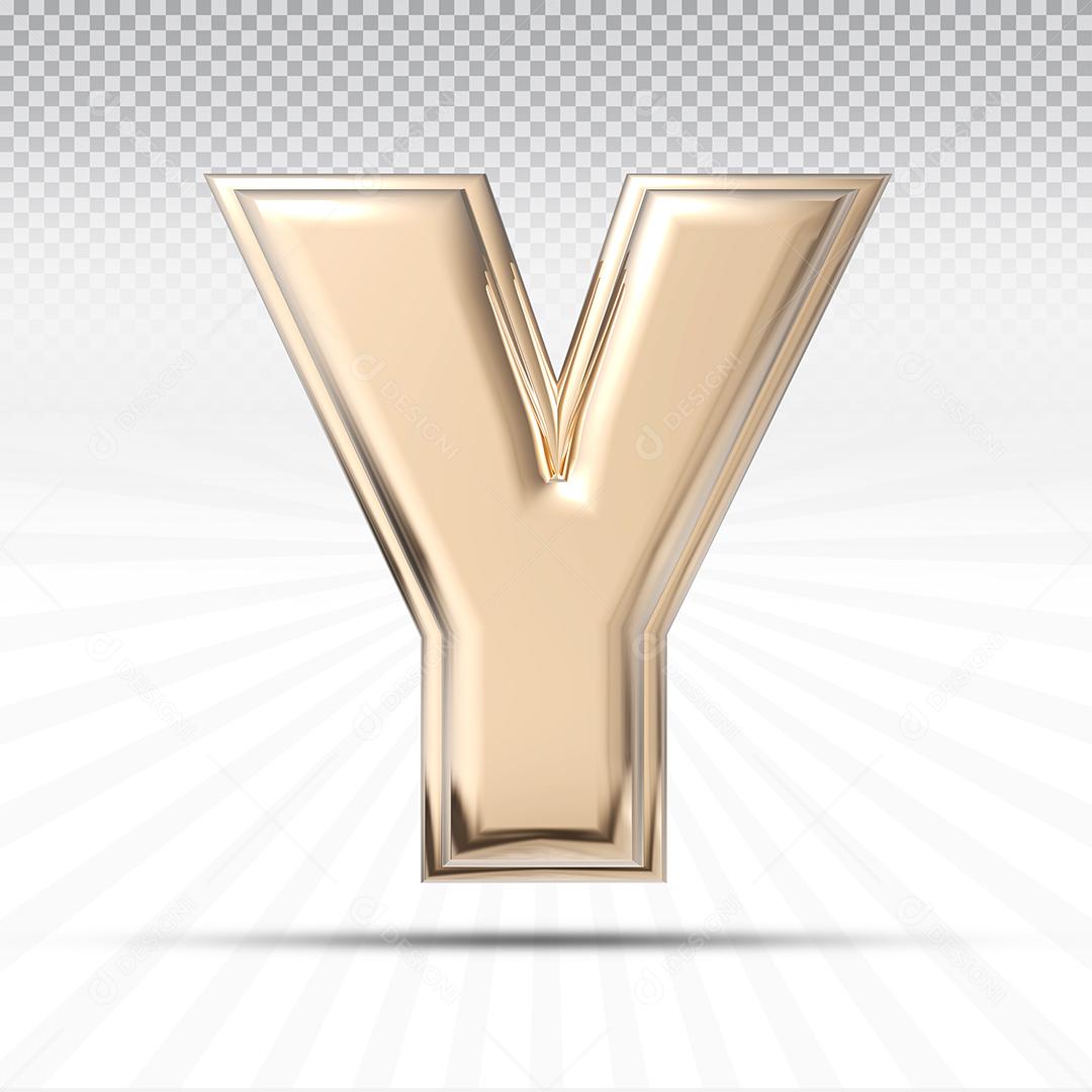 Letra Y 3D Rosa Elemento Para Composição