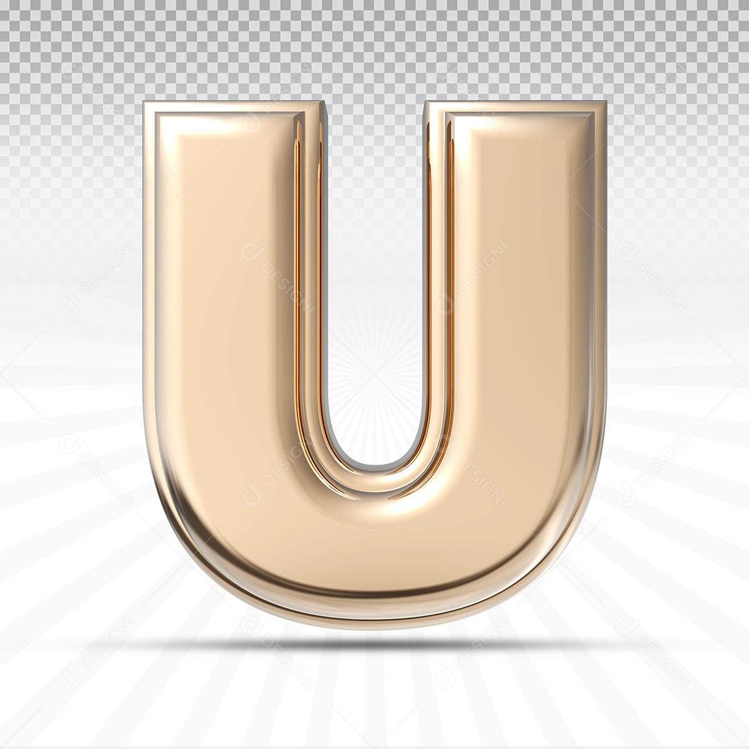 Letra U 3D Rosa Elemento Para Composição