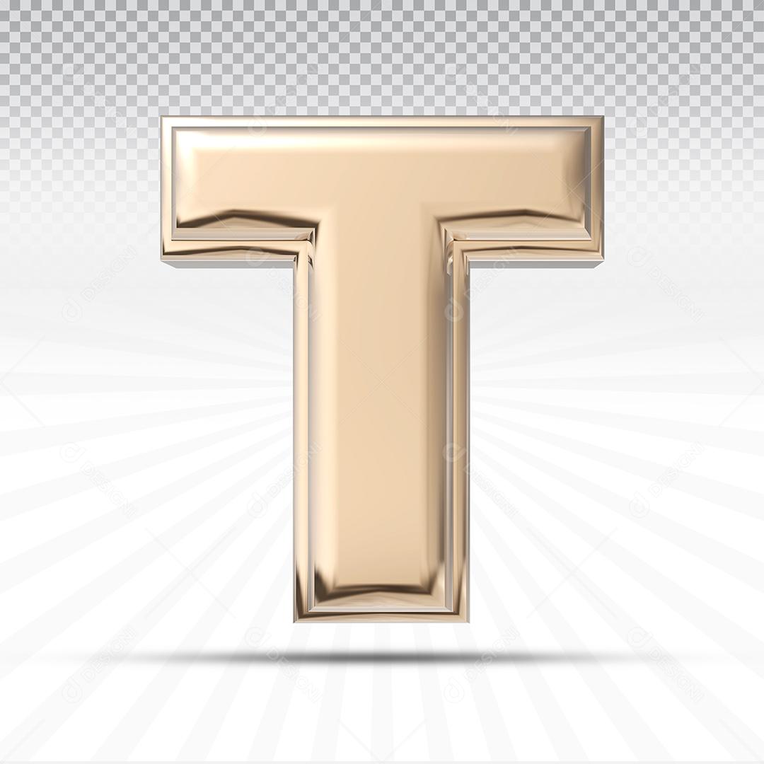 Letra T 3D Rosa Elemento Para Composição