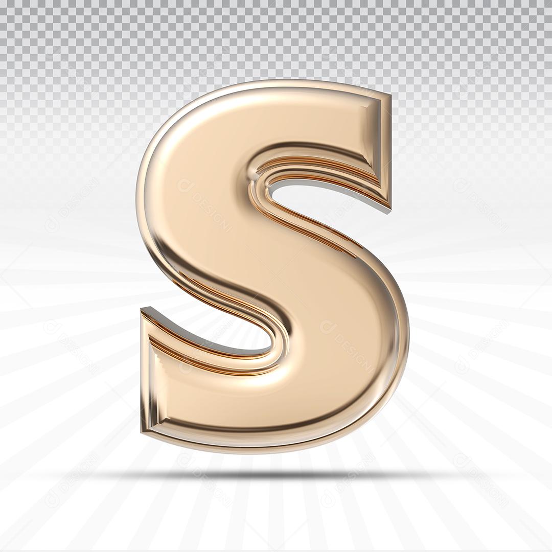 Letra S 3D Rosa Elemento Para Composição