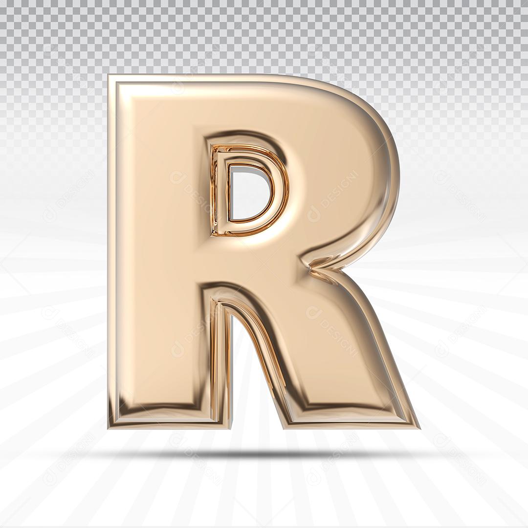 Letra R 3D Rosa Elemento Para Composição