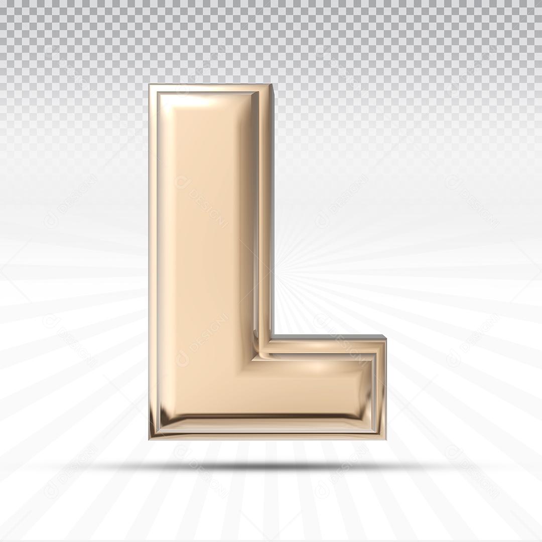 Letra L 3D Rosa Elemento Para Composição