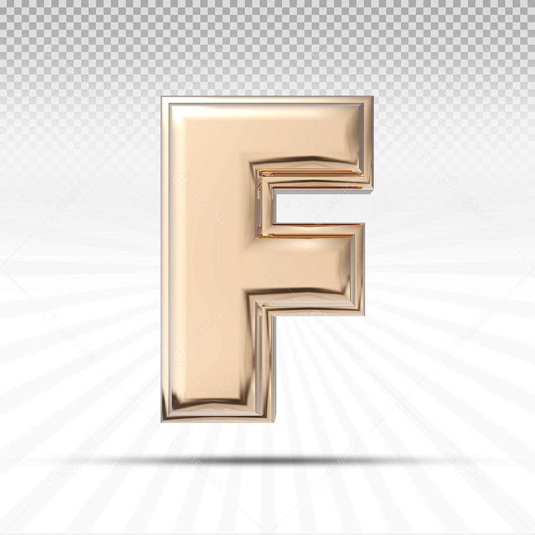 Letra F 3D Rosa Elemento Para Composição