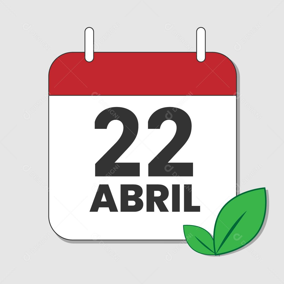Calendário 22 Abril Vetor EPS