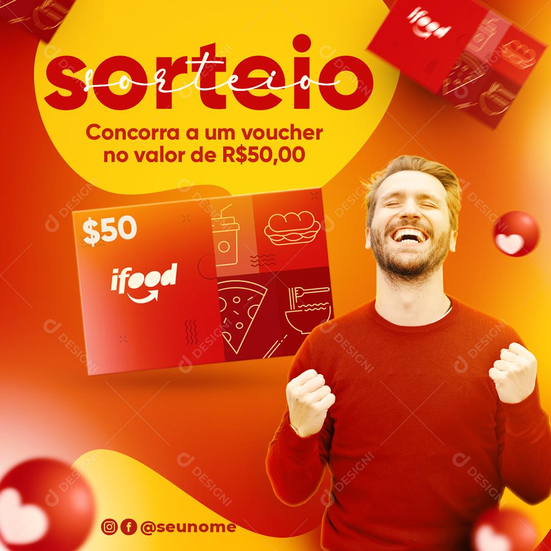 Social Media Concorre a um Voucher no valor de 50,00 Ifood Sorteios PSD Editável
