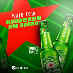 Social Media Hoje Tem Heineken Em Dobro Pague 1 Leve 2 Cervejas PSD Editável