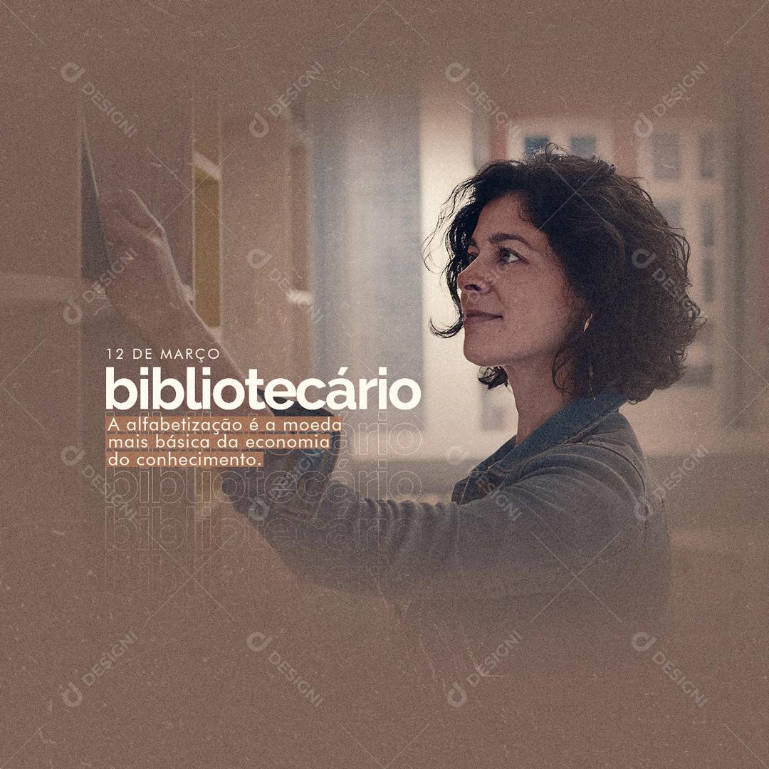 Social Media 12 De Março Dia do Bibliotecário PSD Editável