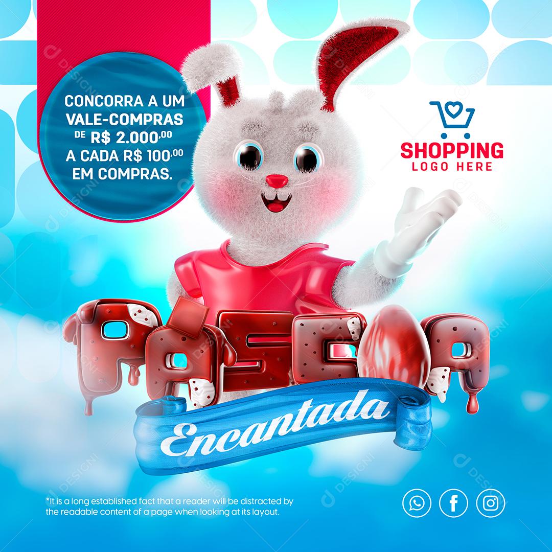 Social Media Páscoa Encantada Concorre A Um Vale Compras PSD Editável